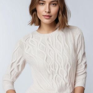 Cozy Cable Knit Sweater - Cream -  American Eagle
